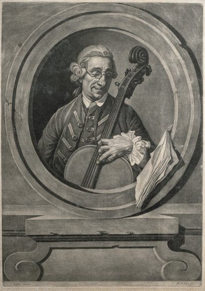Jacob Cervetto, gravé par M. A. Picot, vers 1770 - Johann (after) Zoffany