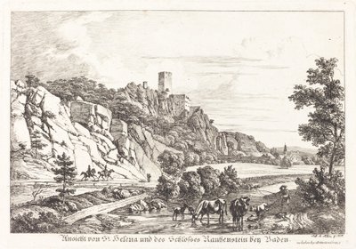 Vue de Sainte-Hélène et du château de Rauhenstein près de Baden - Johann Adam Klein
