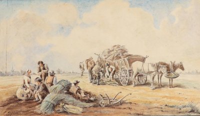 Johann Adam Klein Charrette à chevaux et ouvriers agricoles au repos - Johann Adam Klein
