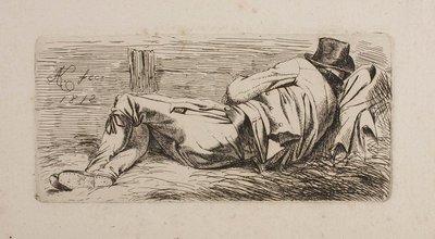 Homme endormi sur une litière - Johann Adam Klein