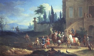 Partie de fauconnerie (une de la paire) - Johann Andreas Graff