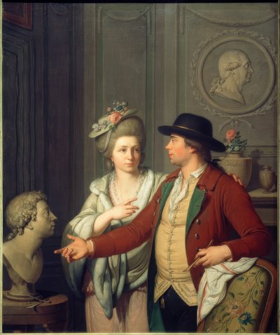 Samuel Nahl montre à sa fiancée le buste de son frère - Johann August Nahl der Jüngere