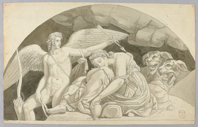 Cupidon réveille Psyché surmontée par le contenu du vase rempli par Proserpine - Johann August Nahl the Younger