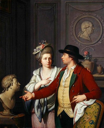 Samuel Nahl montre à sa fiancée un buste de son frère - Johann August the Younger Nahl