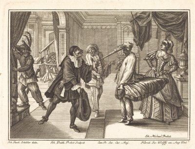 Arlequin chez le Dr. Polovard - Johann Balthasar Probst after Johann Jacob Schübler