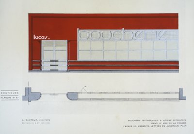 Boucherie Isothermique à Vitrine Réfrigérée, L Savreux, Boutiques, Henry Delacroix, Éditions S De Bonadona, Paris, fin des années 1920, Pochoir - Johann Baptist Edler von Lampi