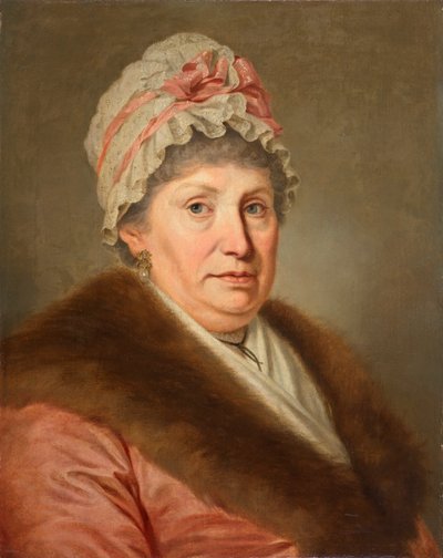 Bourgeoise avec coiffe en dentelle et col en fourrure - Johann Baptist Lampi d. Ä.