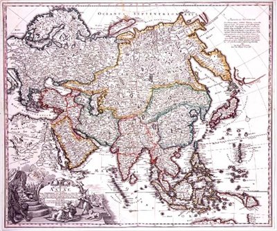 Asie Mineure, Arabie et Japon, c.1725 (gravure en couleur) - Johann Baptista Homann