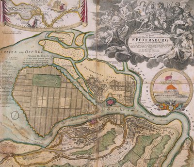 Plan de Saint-Pétersbourg, plan directeur - Johann Baptista Homann