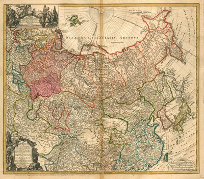 Carte de la Russie (De: Imperii Russici et Tartariae universae tam majoris et Asiaticae quam minoris et Europaeae tabula) - Homann, Johann Baptist (1663-1724) - 1738 - Johann Baptista Homann