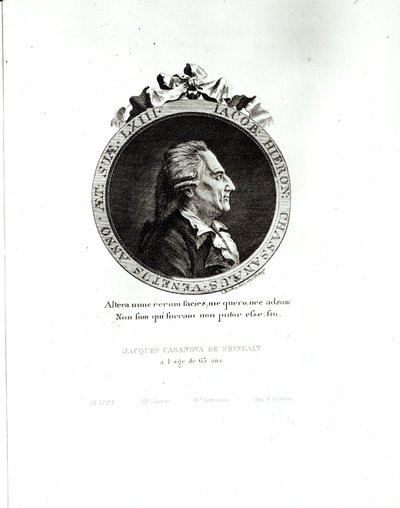 Portrait médaillon de Giacomo Casanova (1725-98) à 63 ans, 1788 - Johann Berka