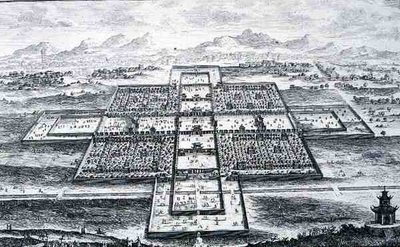 Vue en perspective du palais impérial, Pékin, Chine, de 