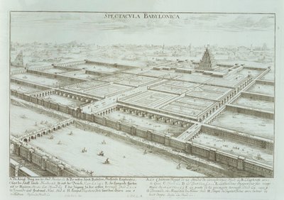 Vue panoramique du palais royal et des jardins suspendus de Babylone, de 