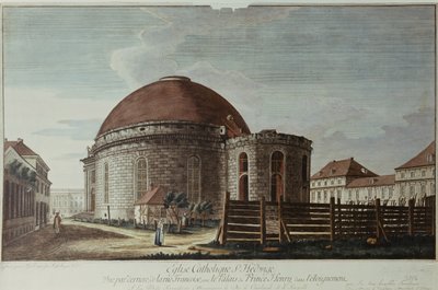 Cathédrale Sainte-Hedwige, Berlin (gravure colorée à la main) - Johann Carl Wilhelm Rosenberg