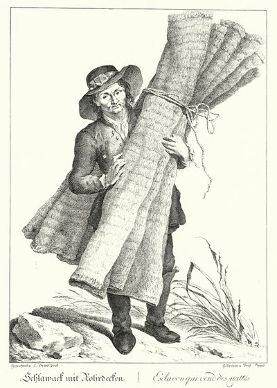 Vendeur de tapis (gravure) - Johann Christian (after) Brand