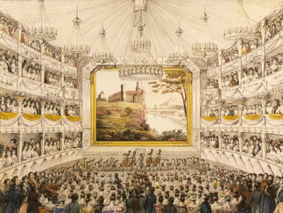 Autriche, Vienne, Intérieur du Théâtre an der Wien, impression aquarellée par J.C. Schoeller - Johann Christian (after) Schoeller