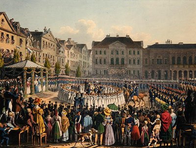 Cérémonie de consécration du drapeau de la garde citoyenne de Cassel en 1831 - Johann Christian Arnold