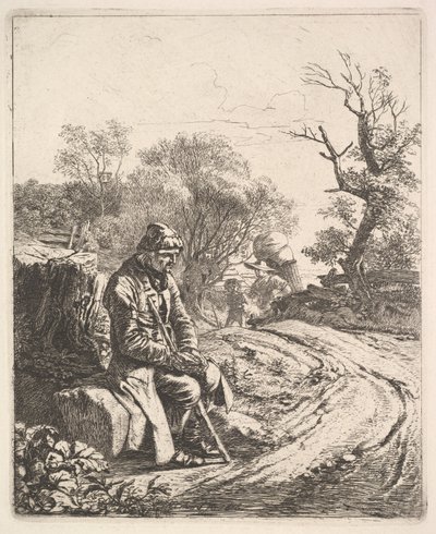 Un vieil homme assis au bord de la route, 1818 - Johann Christian Erhard