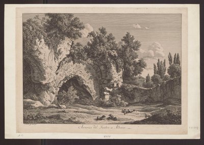Vue du théâtre à Albano (Berger avec des moutons parmi les ruines) - Johann Christian Reinhart