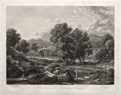 Paysage héroïque : La danse du berger sur le pont - Johann Christian Reinhart