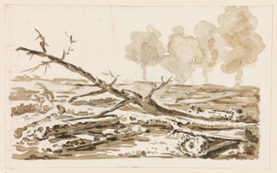Esquisse de paysage avec bosquet au sol - Johann Christian Reinhart