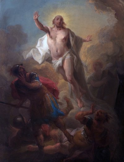 Christ sortant du Tombeau et Soldats Romains Fuyant - Johann Christian Thomas (attr.to) Winck