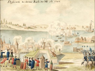 Charles XII traversant la Dvina, 1701 - Johann Christoph Brotze