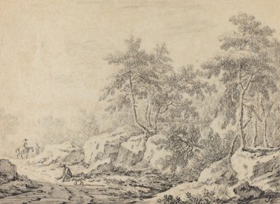 Voyageurs dans un bois rocheux - Johann Christoph Dietzsch