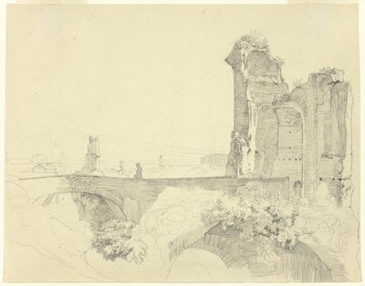 Pont et tour en ruine - Johann Christoph Erhard
