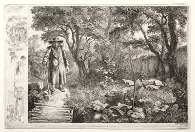 Vieil homme devant le pont de rondins - Johann Christoph Erhard