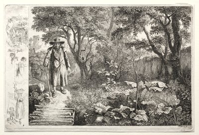 Le vieil homme devant le pont de rondins Der Alte vor den Knuppelsteg, 1819 - Johann Christoph Erhard