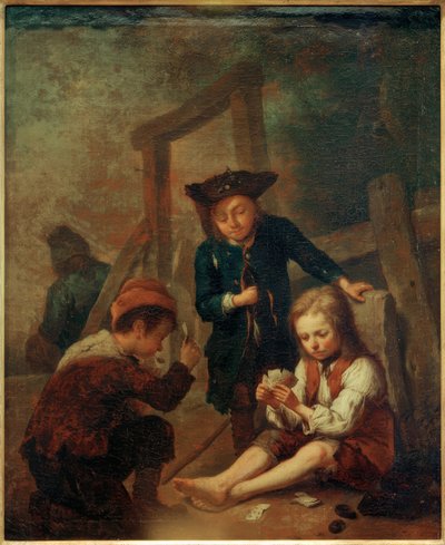Garçons jouant aux cartes - Johann Conrad Seekatz