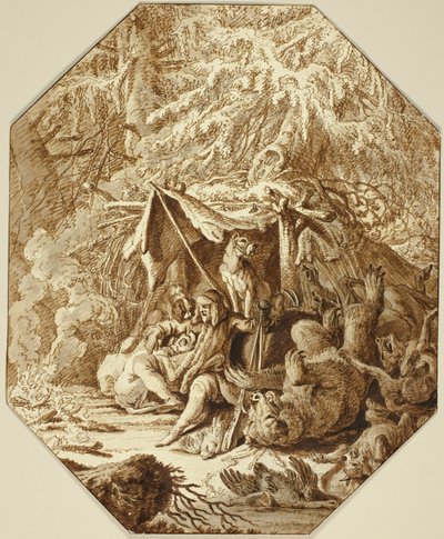 Le chasseur audacieux, endurant en hiver - Johann Elias Ridinger