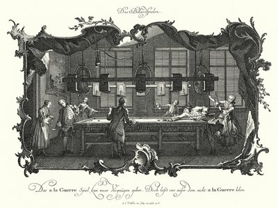 Le jeu de billard (gravure) - Johann Esaias Nilson