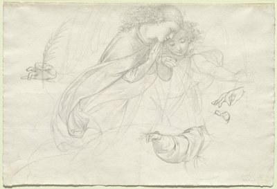 Deux anges en deuil (verso) - Johann Evangelist Scheffer von Leonhardshoff