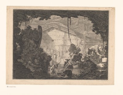 Caprice architectural avec figures - Johann Ferdinand Hetzendorff von Hohenberg