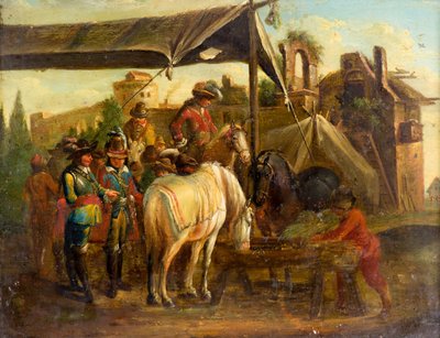 Un marché aux chevaux - Johann Friedrich (manner of) Morgenstern