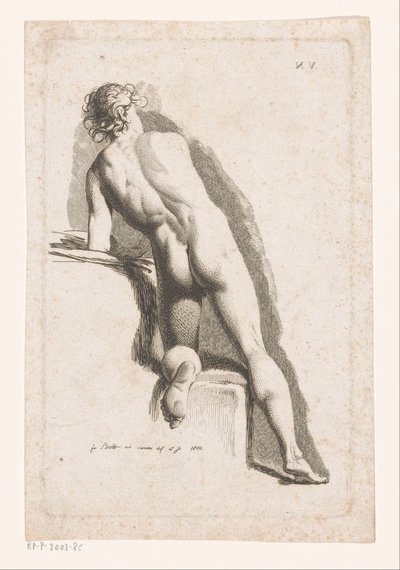 Homme nu agenouillé, vu de dos - Johann Friedrich Bolt