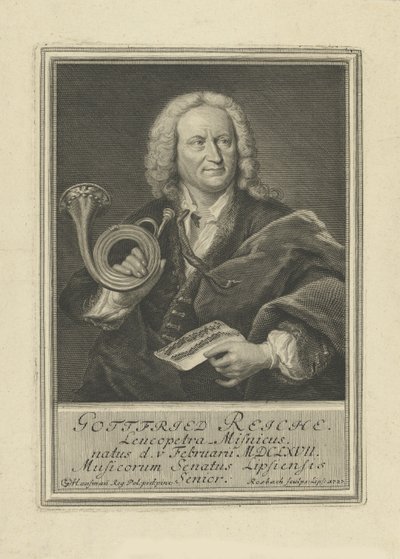 Portrait du trompettiste et compositeur Gottfried Reiche 1667-1734, 1727 - Johann Friedrich Rosbach