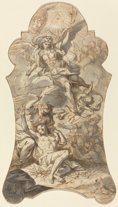 Les saints anges protégeant un ermite des maux - Johann Georg Bergmuller