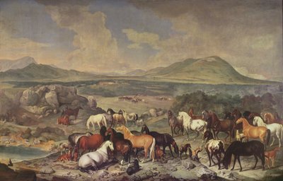 Les Écuries Impériales avec des chevaux Lipizzan - Johann Georg Hamilton