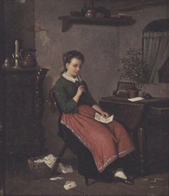 Jeune fille écrivant une lettre d