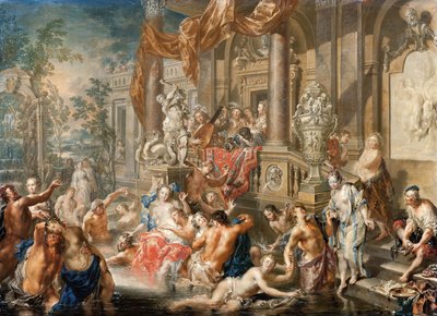 Scène de fontaine devant un palais, 1731-1734 - Johann Georg Platzer