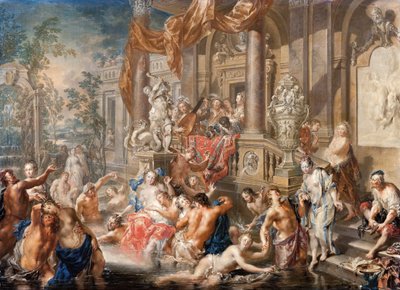 Scène de fontaine devant un palais - Johann Georg Platzer