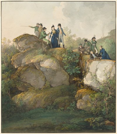 Une fête royale admirant le coucher de soleil au sommet du mont Hesselberg - Johann Georg von Dillis