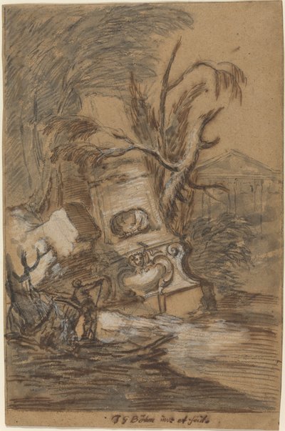 Caprice avec ruines antiques - Johann George Böhm