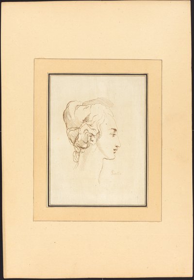 Tête de femme - Johann Gottlieb Prestel after Guercino