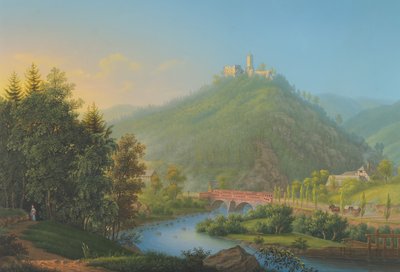 Vue de Kynsburg sur la vallée de la rivière Weistritz en Silésie, fin 18ème-19ème siècle - Johann Heinrich Bleuler