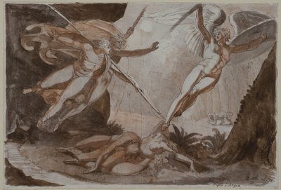 Satan touché par la lance d