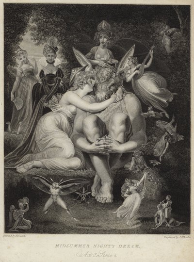 Titania embrassant Bottom dans Le Songe d